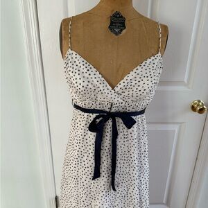 Betsey Johnson White Dress with Navy Polka Dots